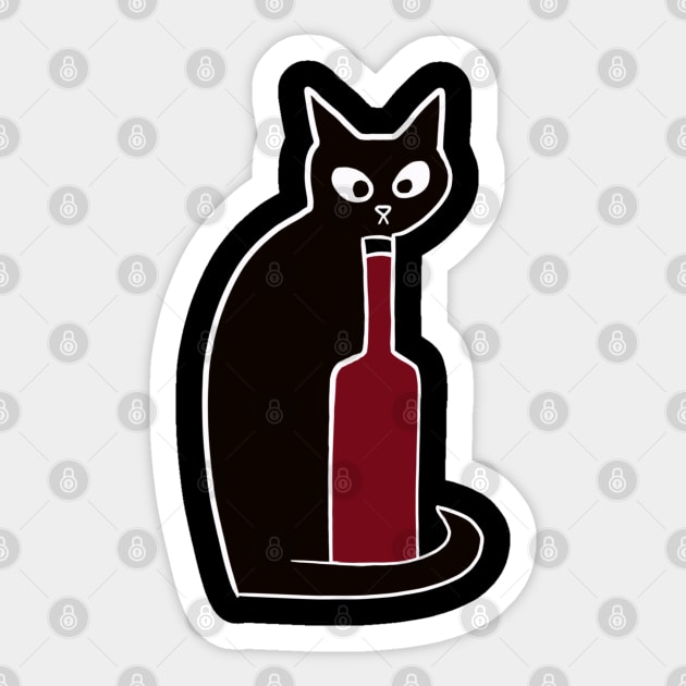 Black Cats Love Red Wine Sticker by HouseofRoc